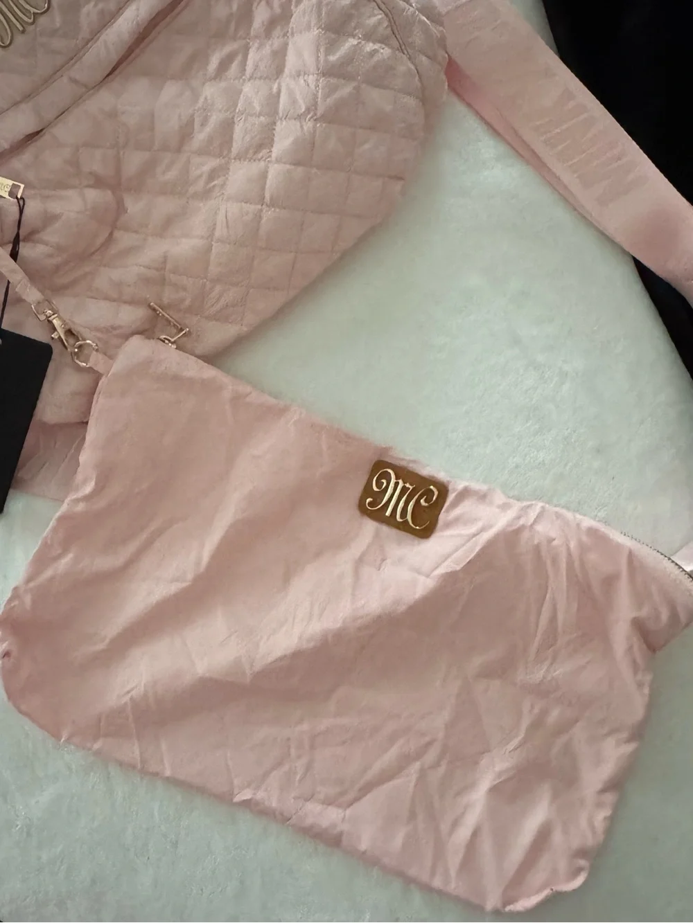 Minky Couture Quilted Pink Tote Bag with Detachable Strap